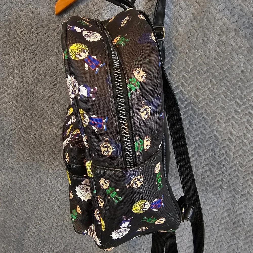 Hunter x Hunter Chibi‎ Character All Over Print Mini Backpack Black Faux Leather